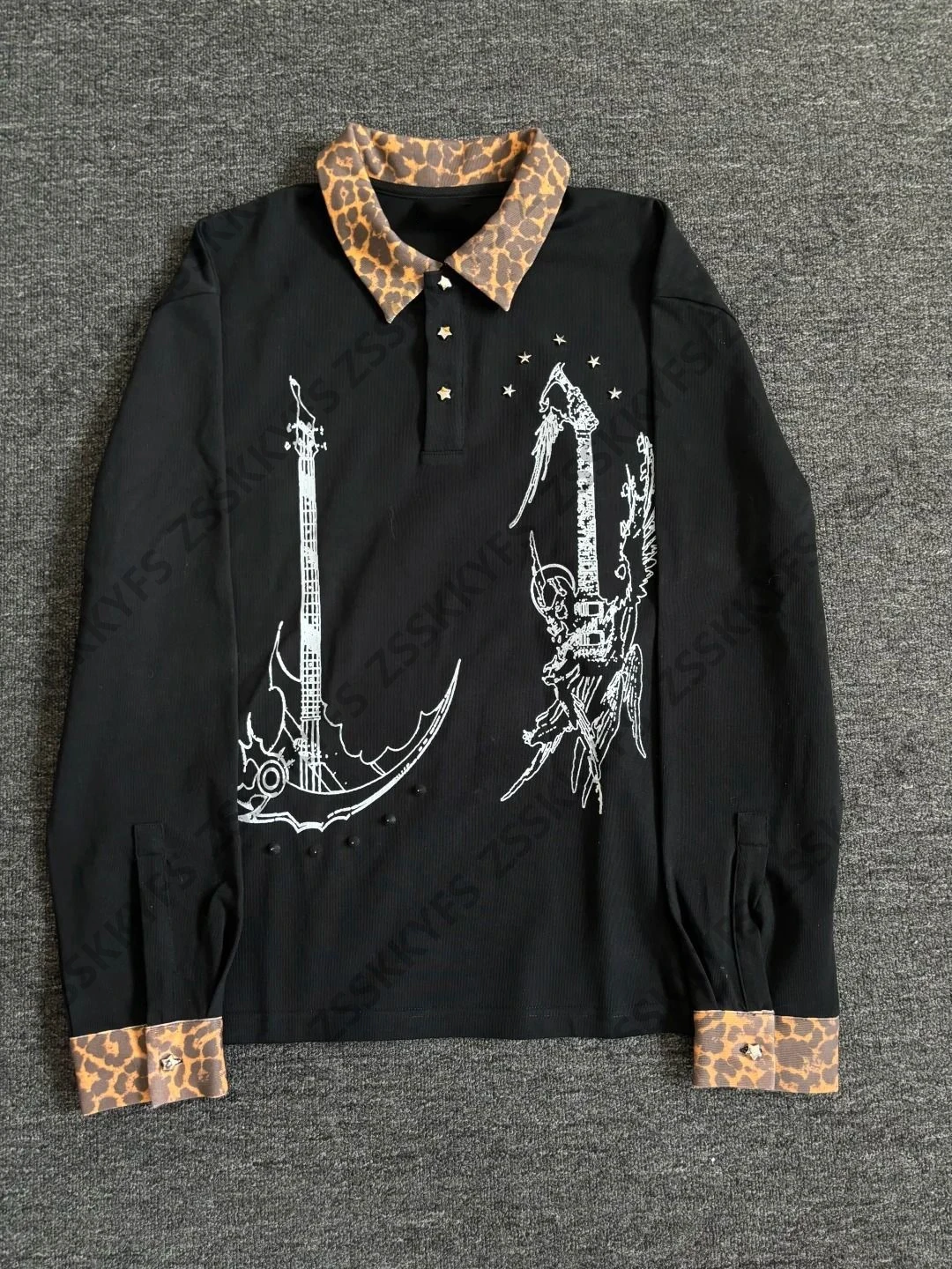 

Goth T-shirt Leopard Print Y2k Long Sleeves Punk Vintage Loose Men And Women Japanese Harajuku Streetwear Emo Tees 2000s Fashion