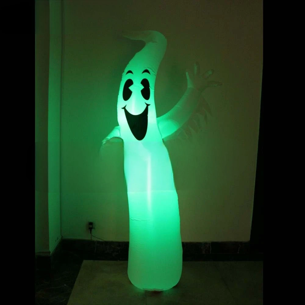 White Ghost Garden Halloween Inflatable Blow Up Patio Decoration Colorful LED Lights 5 Meter Giant Classic Style