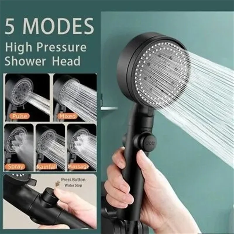 5 Modes Adjustable Shower Head Handheld High Pressure Water Saving Bathing Sprayer Luxury Bath Massage SPA Bathroom Accessories