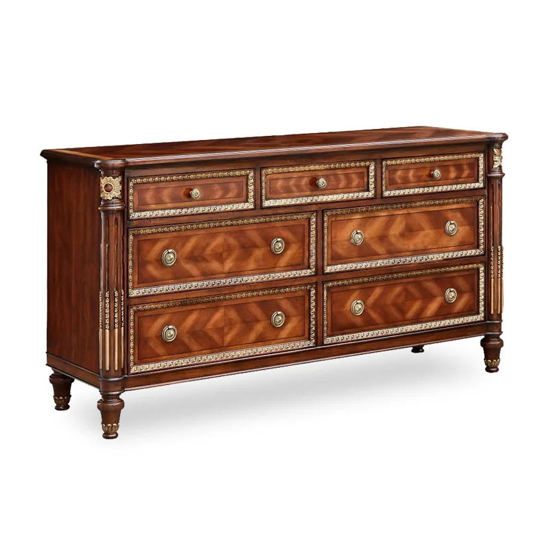 Neoclassical European mahogany long locker French dressing table bedroom dresser chest cabinet partition cabinet furniture
