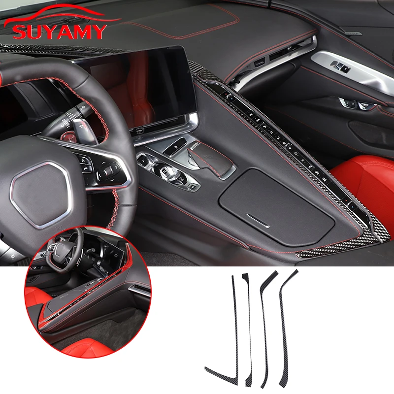 

Soft Carbon Fiber Car Central Control Side Button Panel Trim Stickers For 2020-2023 Corvette C8 Stingray Z51 Z06 Accessories