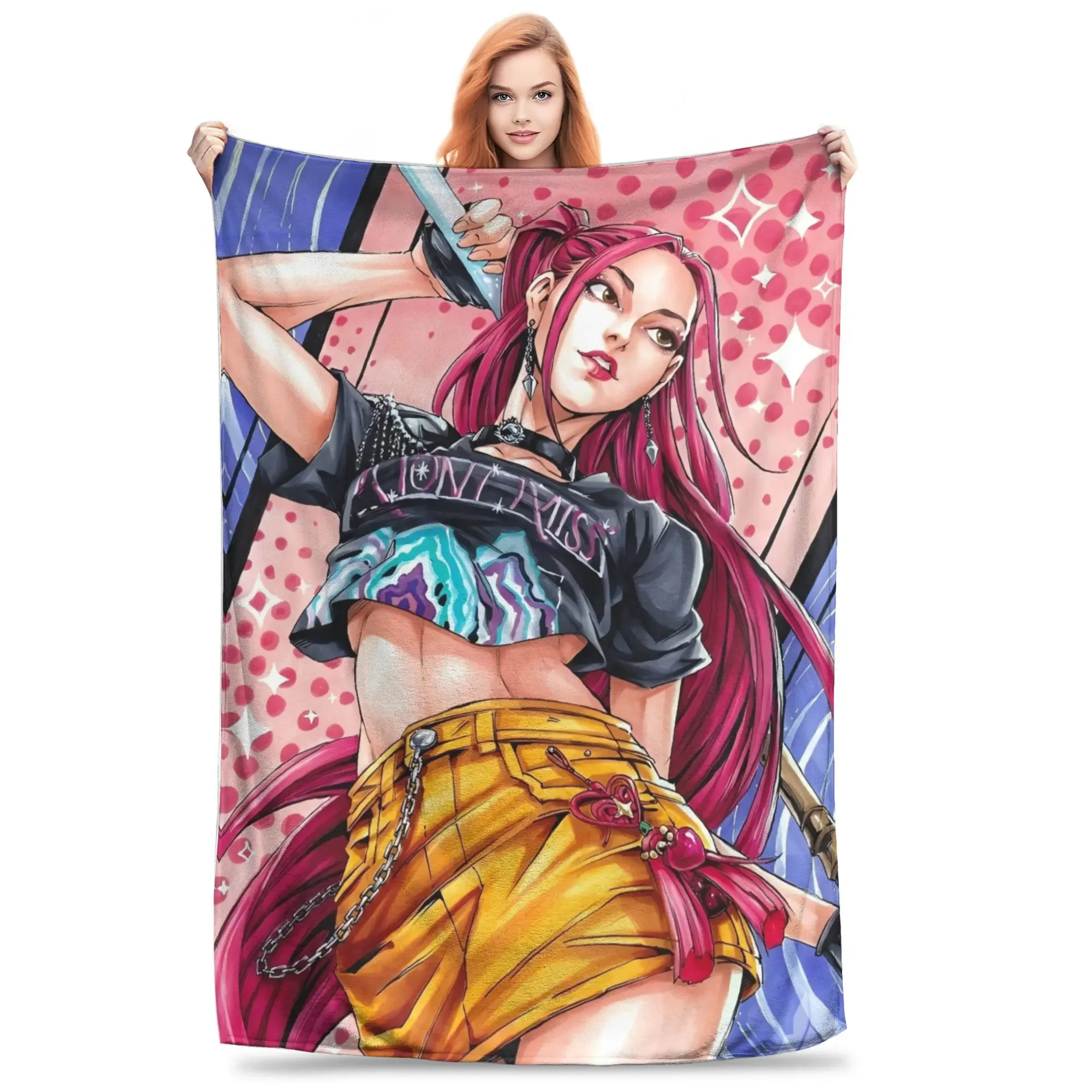 

Warm Soft Flannel Throw Blanket for Home Decor Ideal Bedspread Gift Rumi Mira Zoey Kpop Demon Hunters Theme