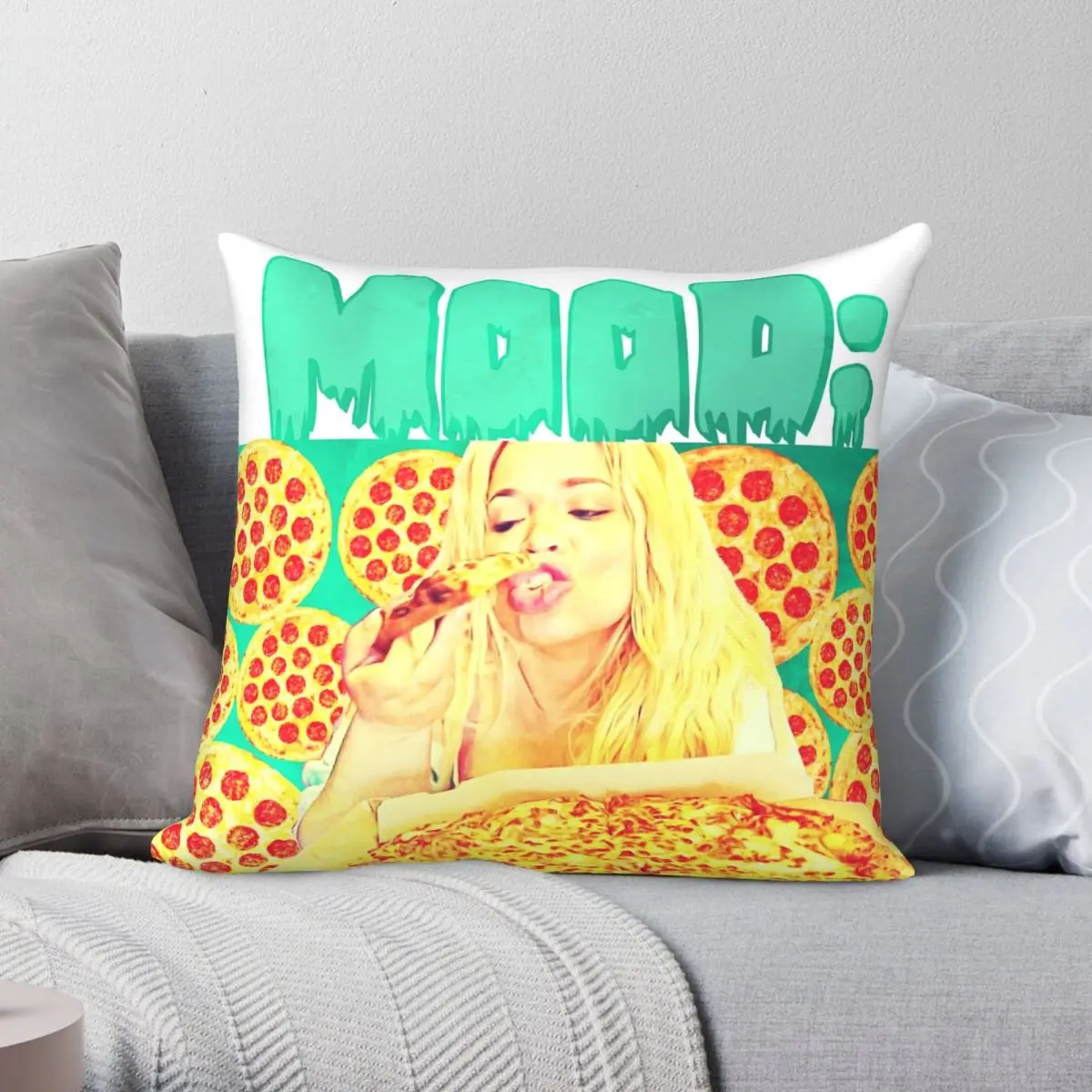 

Mood Trish Eating Pizza Pillowcase Polyester Linen Velvet Creative Zip Decorative Pillow Case Home Cushion Cover Wholesale