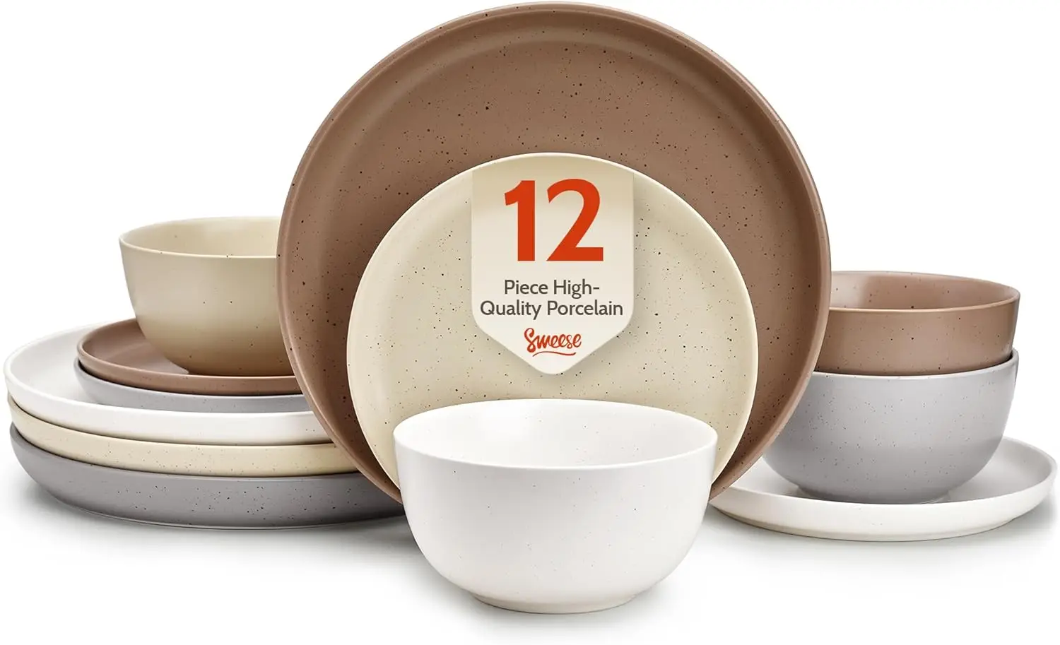 

Dinnerware Sets,12 Pieces Porcelain Round Plates and Bowls Sets, Dishes Set for 4, Chip Scratch Dishwasher Microwave and Oven Sa