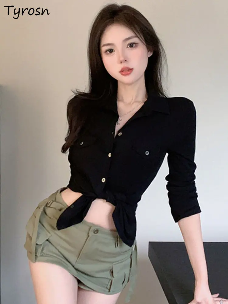 Shirts Women Slim Sexy Creativity Leisure All-match Hot Girls Design Ulzzang Simple Daily Streetwear Spring Fashion Personality