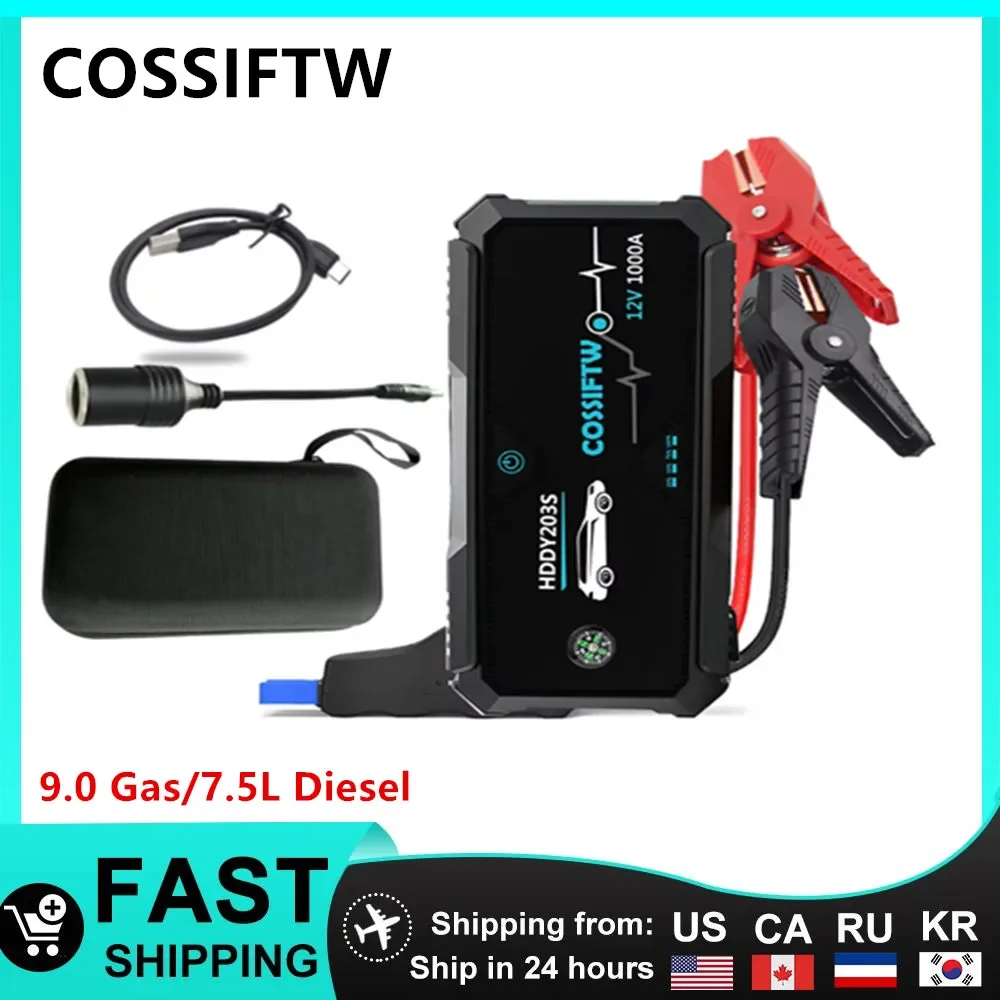 

1000A Car Jump Starter Car Booster 9.0 Gas/6.5L Diesel 10800mAh Car Battery Charger Emergency Booster Starting Device Jump Start