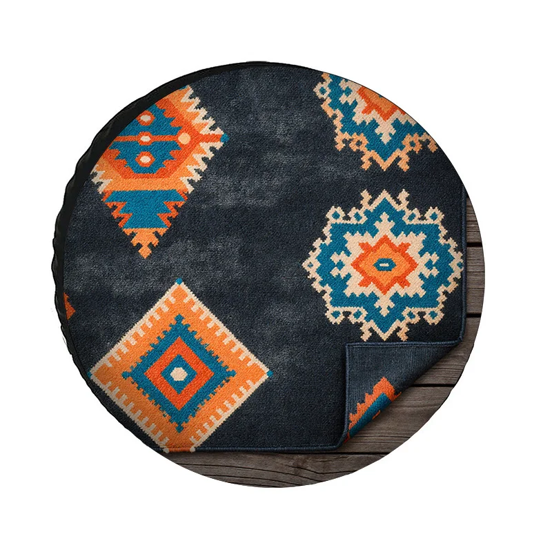 Polyester Fiber Car Tire Cover With Geometric Diamond Pattern, Deep Blue, Anti-Slip And Wear-Resistant, Suitable For Both Outdoo