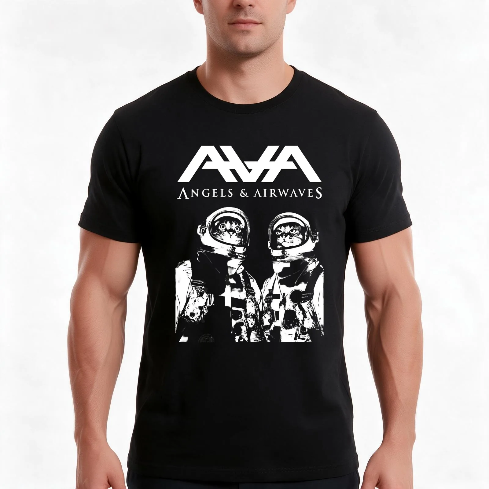 Angels And Airwaves Rock Band T-Shirt, Summer Casual Cotton Tee, Oversized Streetwear Tops, Vintage Graphic Print, 100% Cotton