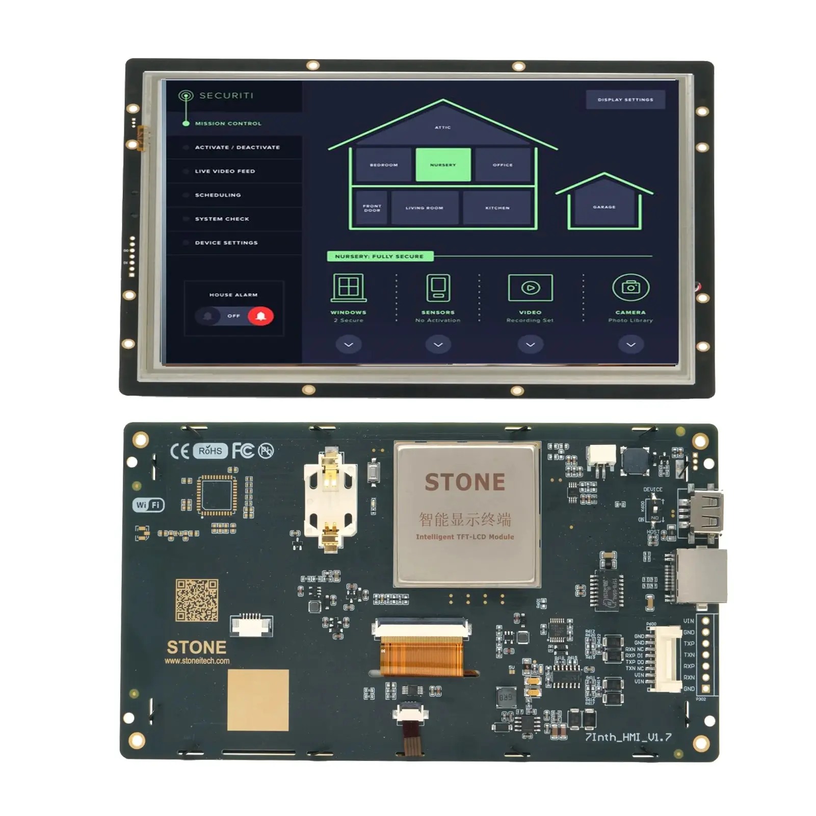 

SCBRHMI Screen Board- 7" HMI Inteligent UART TFT LCD Touch Display Module Applied to Consumer Electronics Field