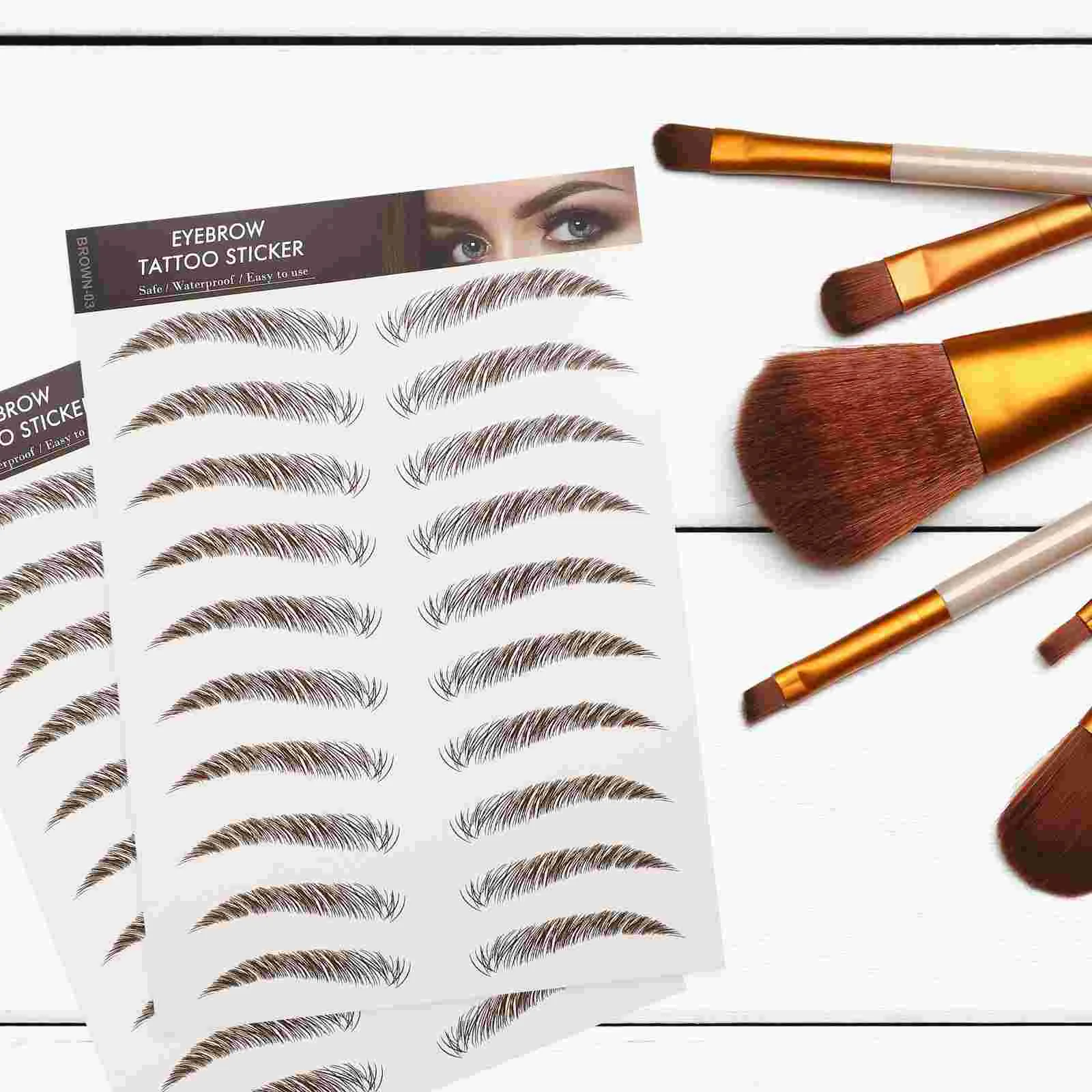 9 hojas de pegatinas impermeables para cejas, plantillas artificiales 6D, cejas similares al cabello, uñas