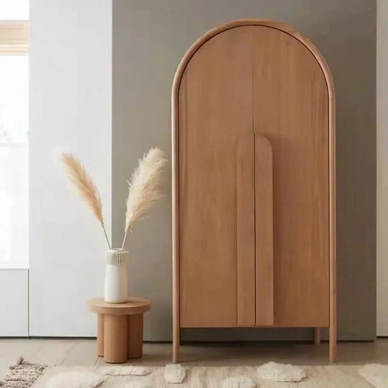 Natural wood color storage cabinet, arched cabinet, children's wardrobe and bookcase