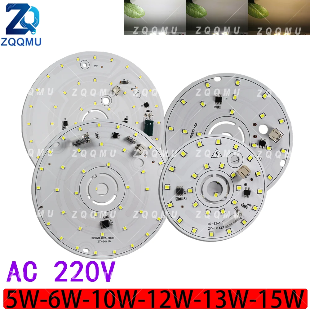 15W 12W 10W 6W 5W LED Chip 2835 PCB Module AC220V Driverless Warm Natural White Ceiling Panel Light Board DIY Replacement
