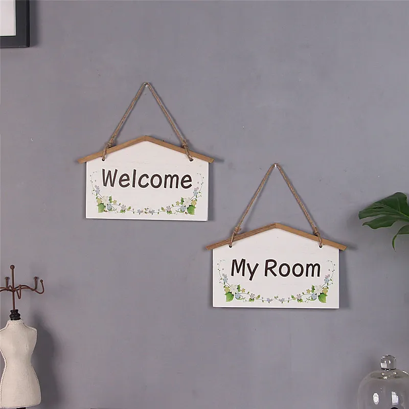 Rustic Welcome My Room Wall Hanging Decor Wood Art Plaques Sign Door Sign for Home Living Room Front Door Decor