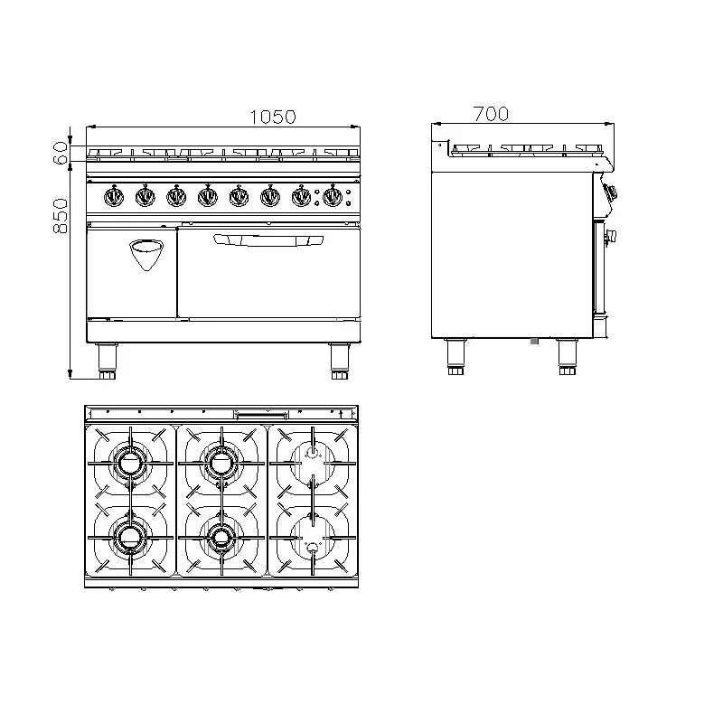 Commercial Stainless Steel Open-Counter Casserole Noodles Stove 6-Burner with Clay Pot for Commercial Cooking Equipment