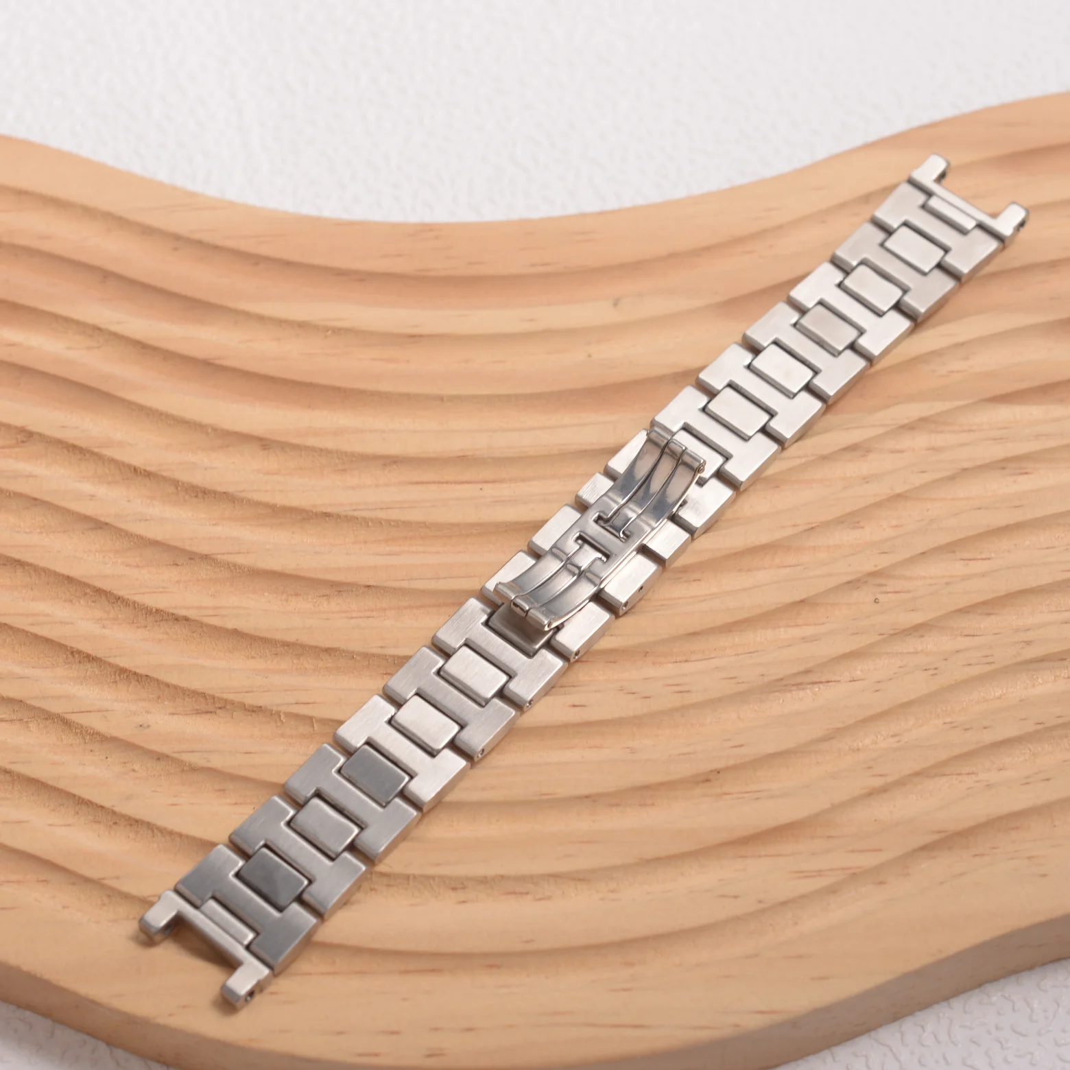 For Cartier PASHA Series 20*12mm Concave Stainless Steel Watch Band Strap Bracelet