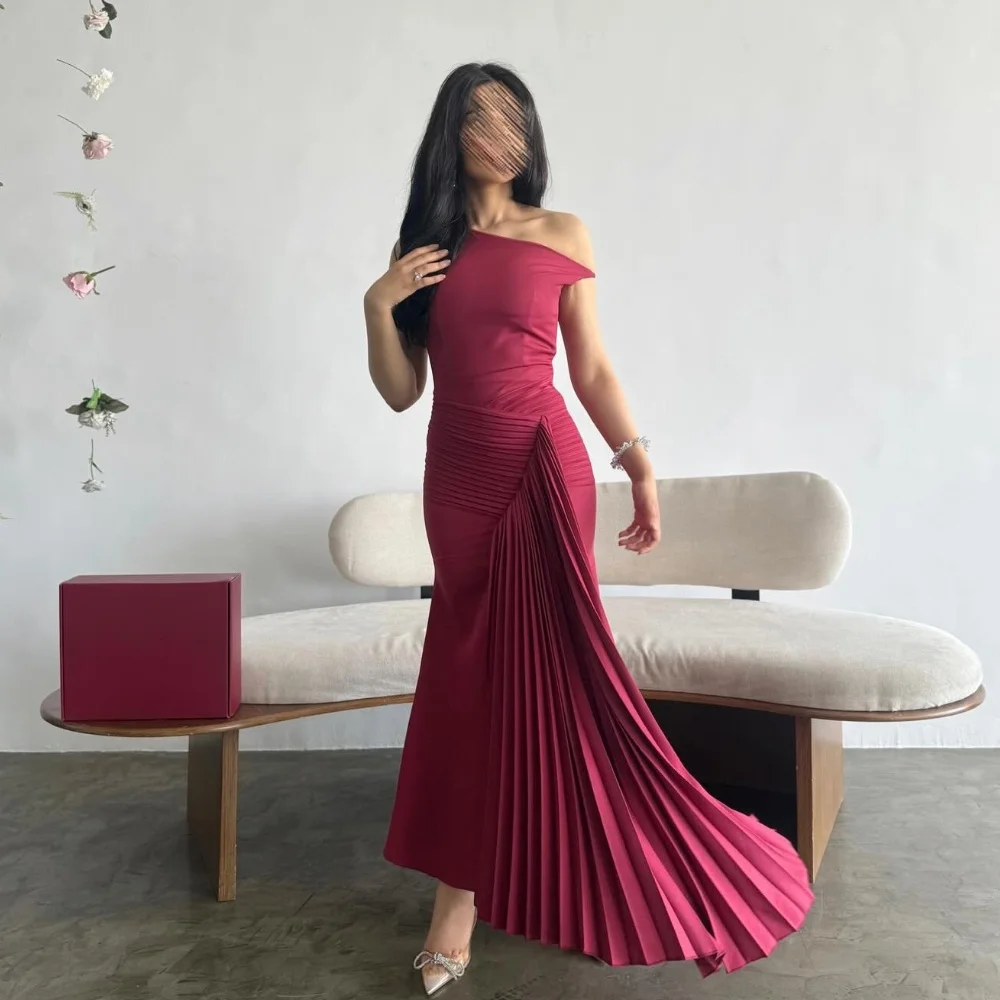 Customized Intricate Fashion Jersey Pleat Ruched Draped Mermaid Off-the-shoulder Midi Dresses Bespoke Occasion Dresses Elegant