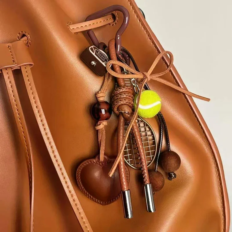 Pendant Y2k Brown Vintage Leather Fashion Keychain Braided Lanyard Keyring For Office Use Great For Journaling