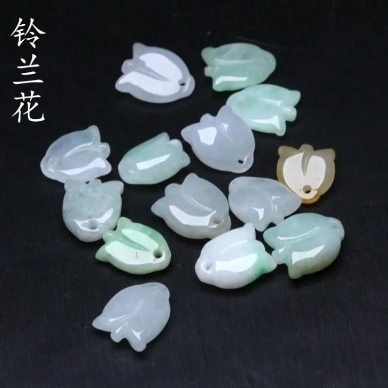 3pc Natural Jade Bell Orchid Jade Orchid Bead DIY Earring Pendant Charm Fashion Jewellery Accessories Amulet Gifts Women