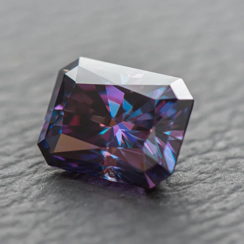 Moissanite Radiant Cut Imperial Purple Color VVS1 with GRA Certificate for Gemstone Charms Beads Top Jewelry Making Materials