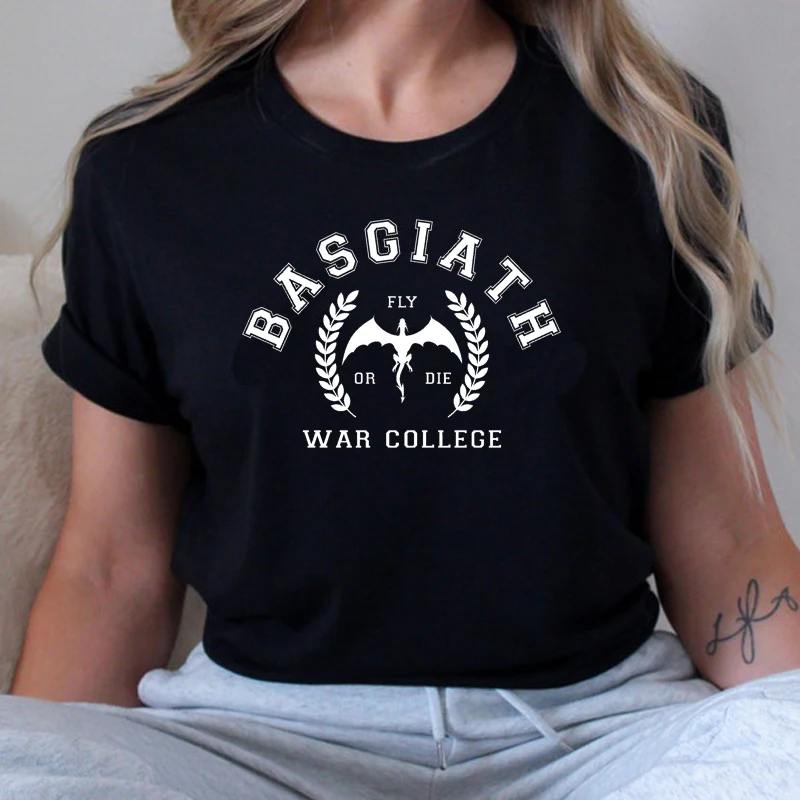 Basgiath War College Women T Shirts Cotton Fourth Wing Shirt Dragon Rider Violet Summer Fashion Tshirt Bookish Lover T-shirt