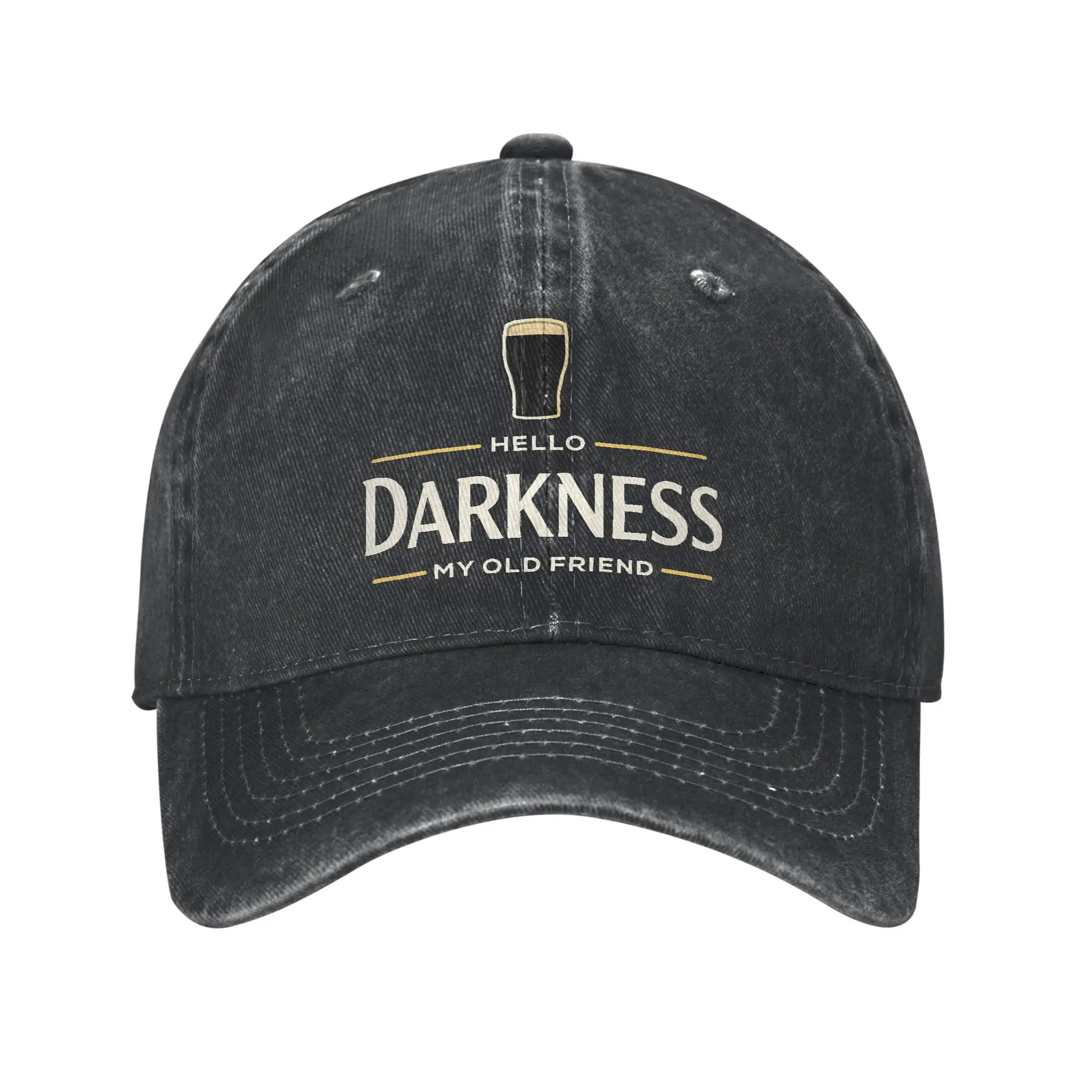 Hello Darkness My Old Friend Irish Beer Washed Baseball Cap  Vintage Sun Trucker Hat Summer Men Women Outdoor Gym Snapback Cap