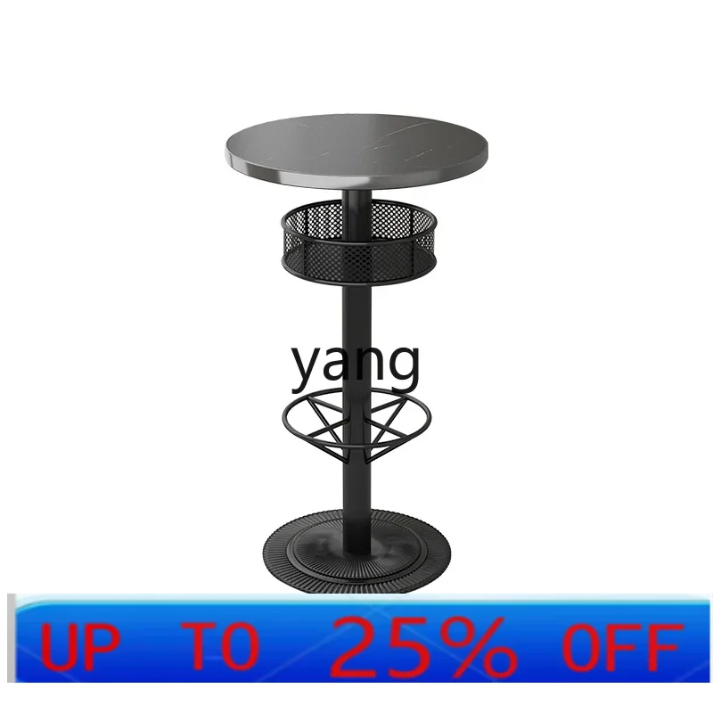 LMM Bistro Bar Table Stool Clear Bar Tall Rock Slate Table and Chair Combination