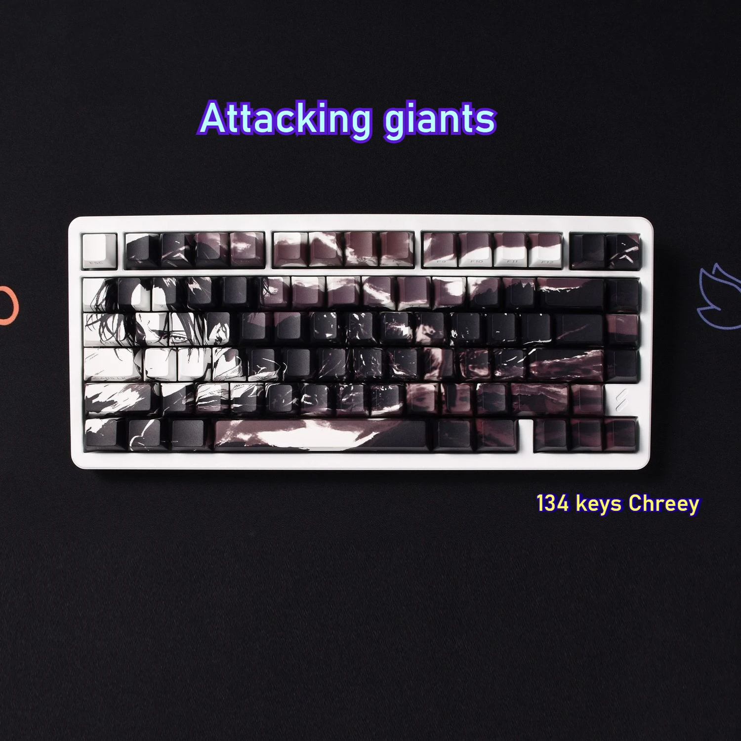 

130+ Keys Levi Ackerman ATTACK ON TITAN ISO/ANSI Layout 5 Face Dye-Sub PBT Cherry Profile Side Transparent Anime Game Keycaps