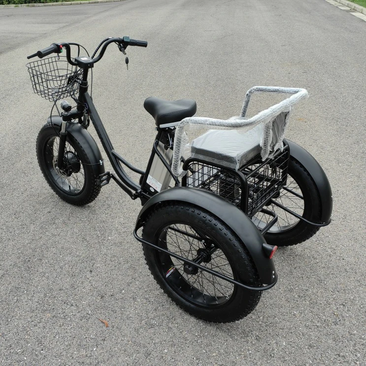 350W/500W Fat Tire 3 Wheel Electric Tricycle With Seat 3 Wheel Electric Cargo Bike Passenger Tricycle