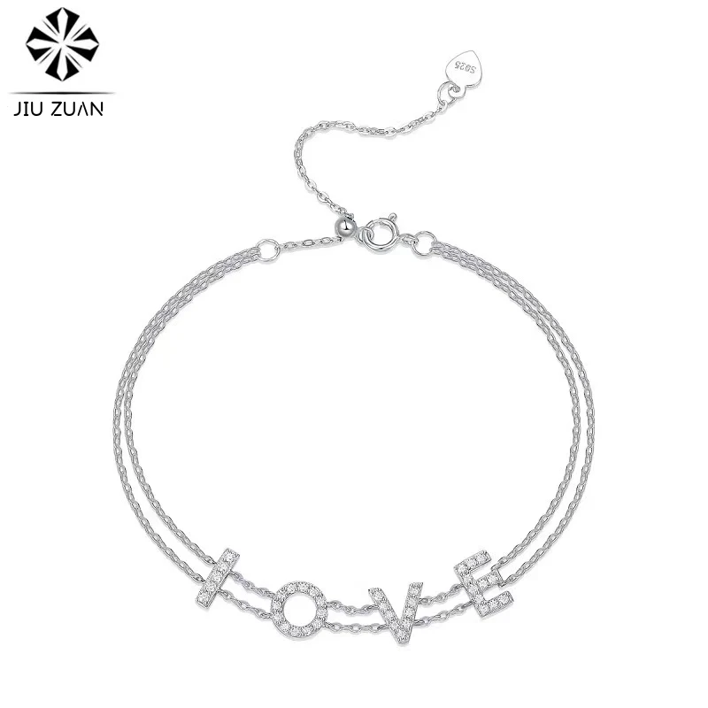 

JIU ZUAN 37 D color Moissanite Stones Bracelet 925 Sterling Sliver Plated 18k Gold Bracelet for Woman Hiphop Party Jewelry