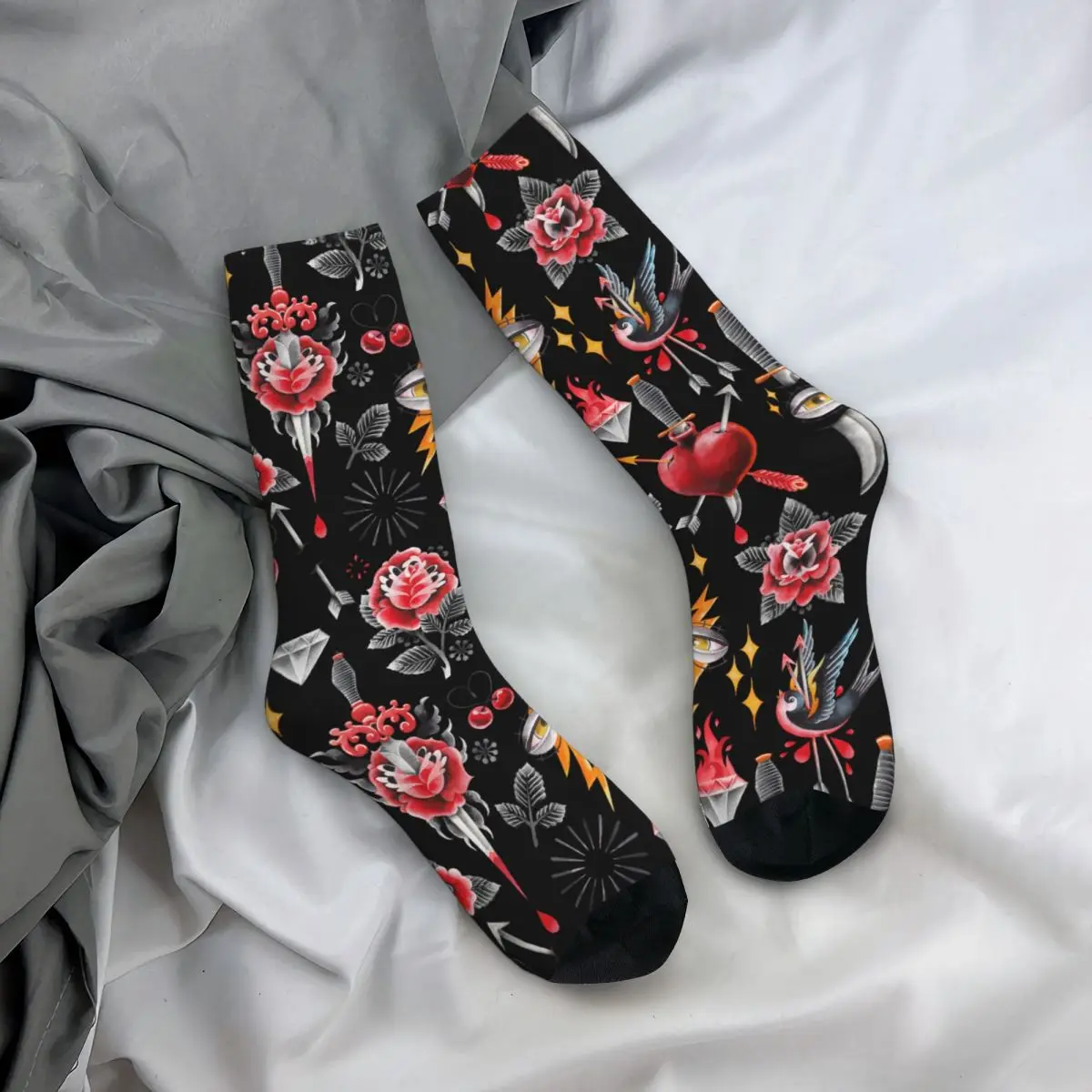 Dagger Tattoo Socks Male Mens Women Autumn Stockings Hip Hop