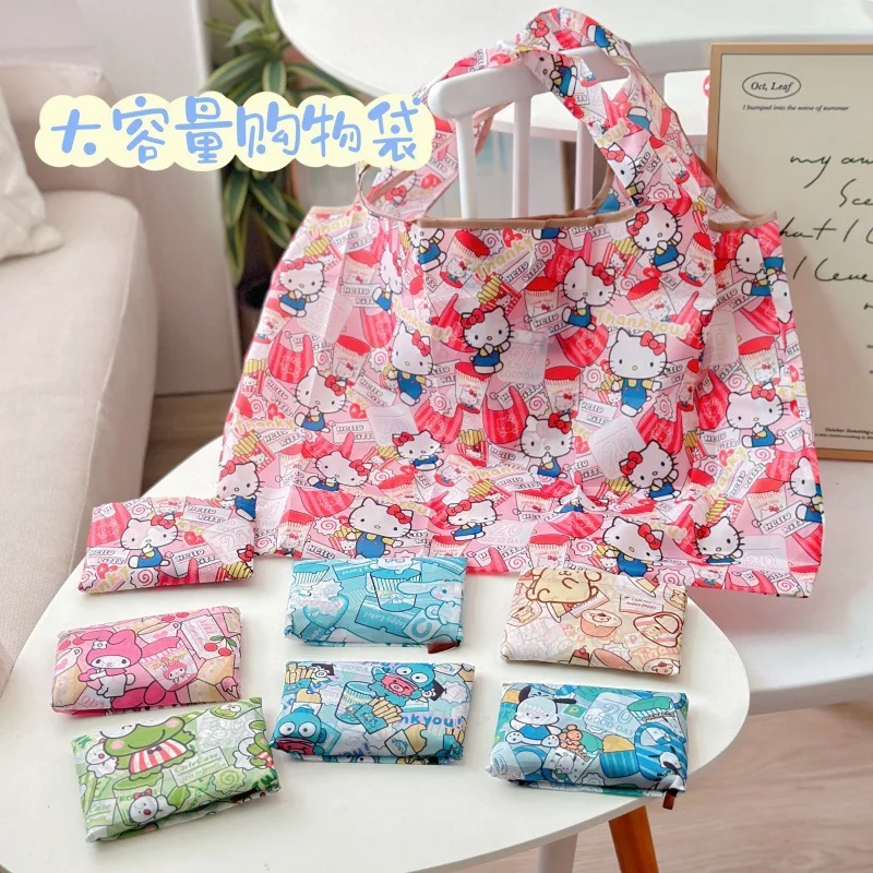 HelloKitty Portable Foldable Supermarket Shopping Bag Large Capacity Waterproof Tote Grocery Handbag Large Eco-friendly Bag Gift