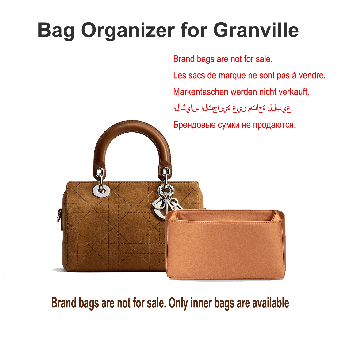 High Quality Acetate‑Satin Bag Organizer Insert for Dior Granville, Lightweight Inner Storage Bag, Handbag Liner Protector