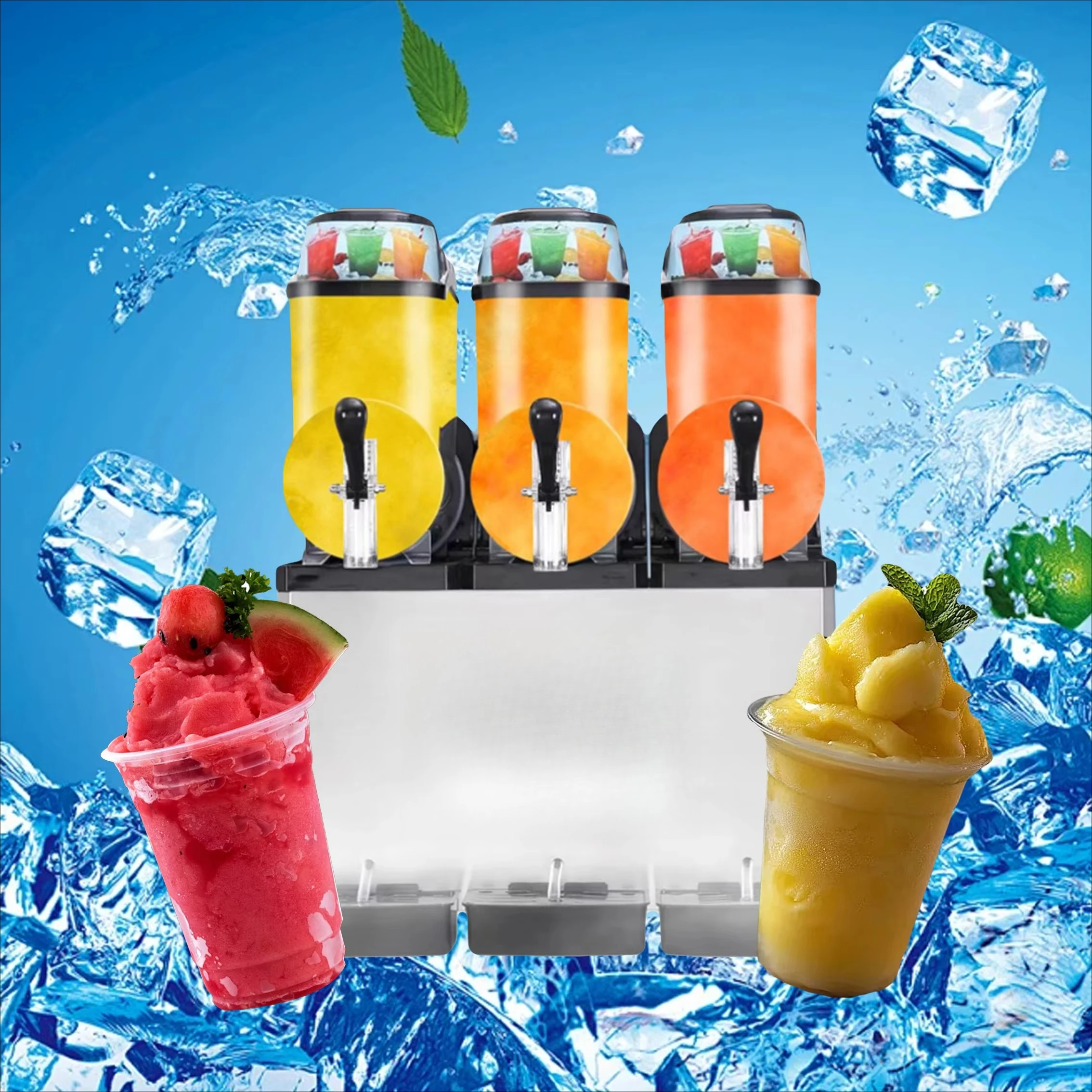 

Коммерческая машина для приготовления слякоти на 3 чаши, 12 л, высокопроизводительная, для смузи, молочных коктейлей и мягкого мороженого