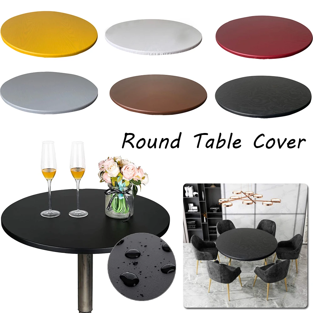 1pc Round Elastic Table Cover Protector Cloth Waterproof Polyester Tablecloth Catering Fitted Table Cover with Elastic Edged New