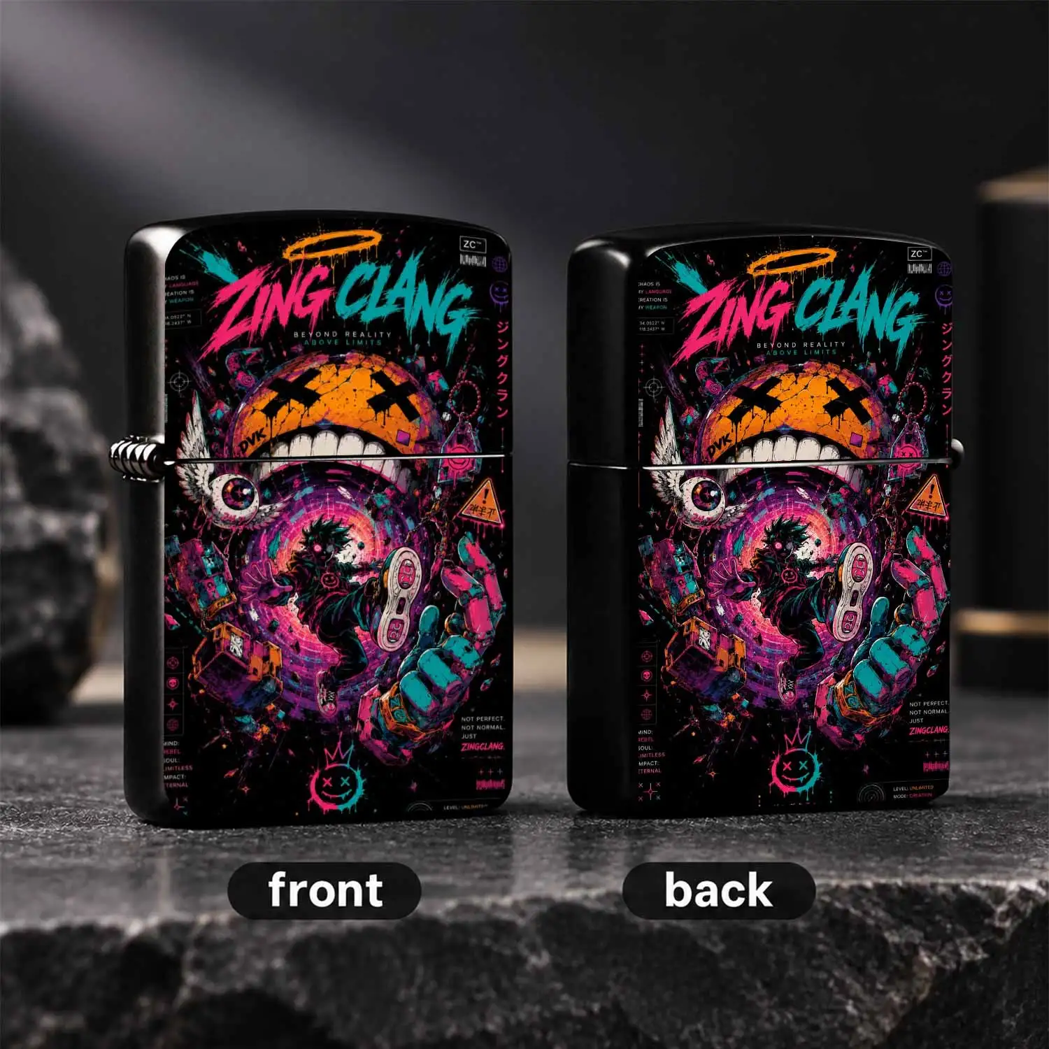 Trendy Cyber Zingclang Graffiti Creative Lighter, Cool Anime Style Portable Ignition Device, Suitable For Daily Travel Outdoor Multiple Scenarios, Perfect For Gifting Collecting And Daily Use, High-Value Street Art Style Practical Nice Item
