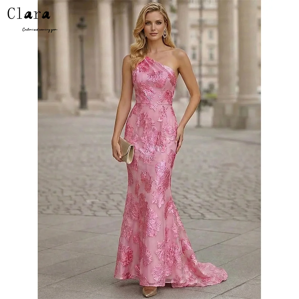 

Clara Custom Pink One Shoulder Strapless Flower Elegant Evening Dresses for Woman Luxury Women's Evening Dresses for Events Prom