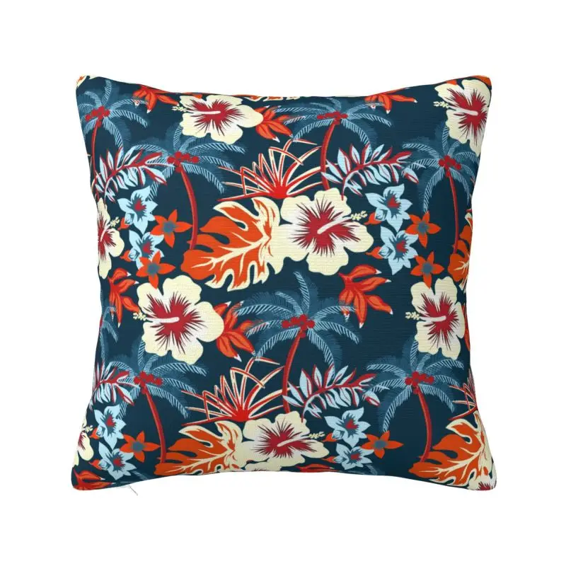 Hawaii Floral Tropical Flowers Leaves Cushion Cover 40x40 cm Polyester Velvet Throw Pillow Case For Sofa Decoration Pillowslip