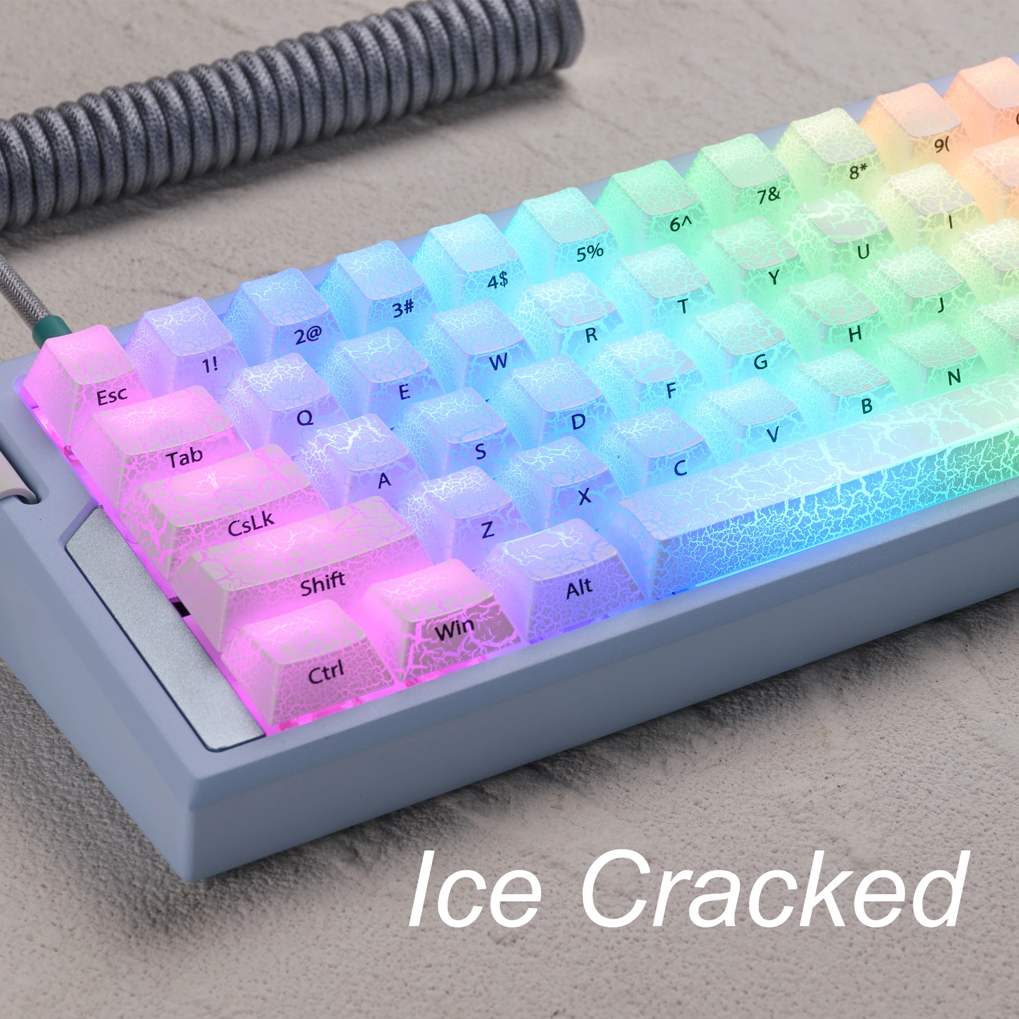 Ice Crack Keycaps Translucent White Keycaps 120Keys Matte Matte Cherry Diy Keycap