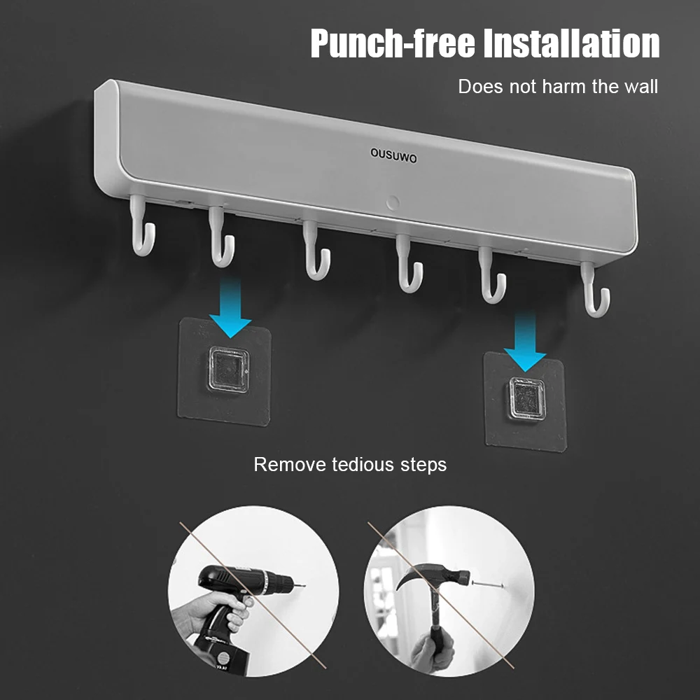 Punch-Free Shelf Storage Box Wall-Mounted With Hook Bathroom Accessories Storage Rack For Bathroom Door Clothes Key Organizer