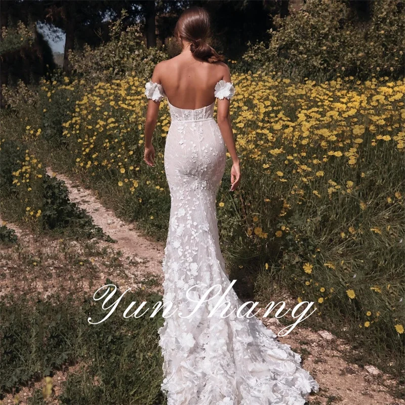 Yunshang abito da sposa a sirena di lusso 2024 Sweetheart Off The Shoulder pizzo aperto indietro abiti da sposa Sweep Train Vestidos De Novia