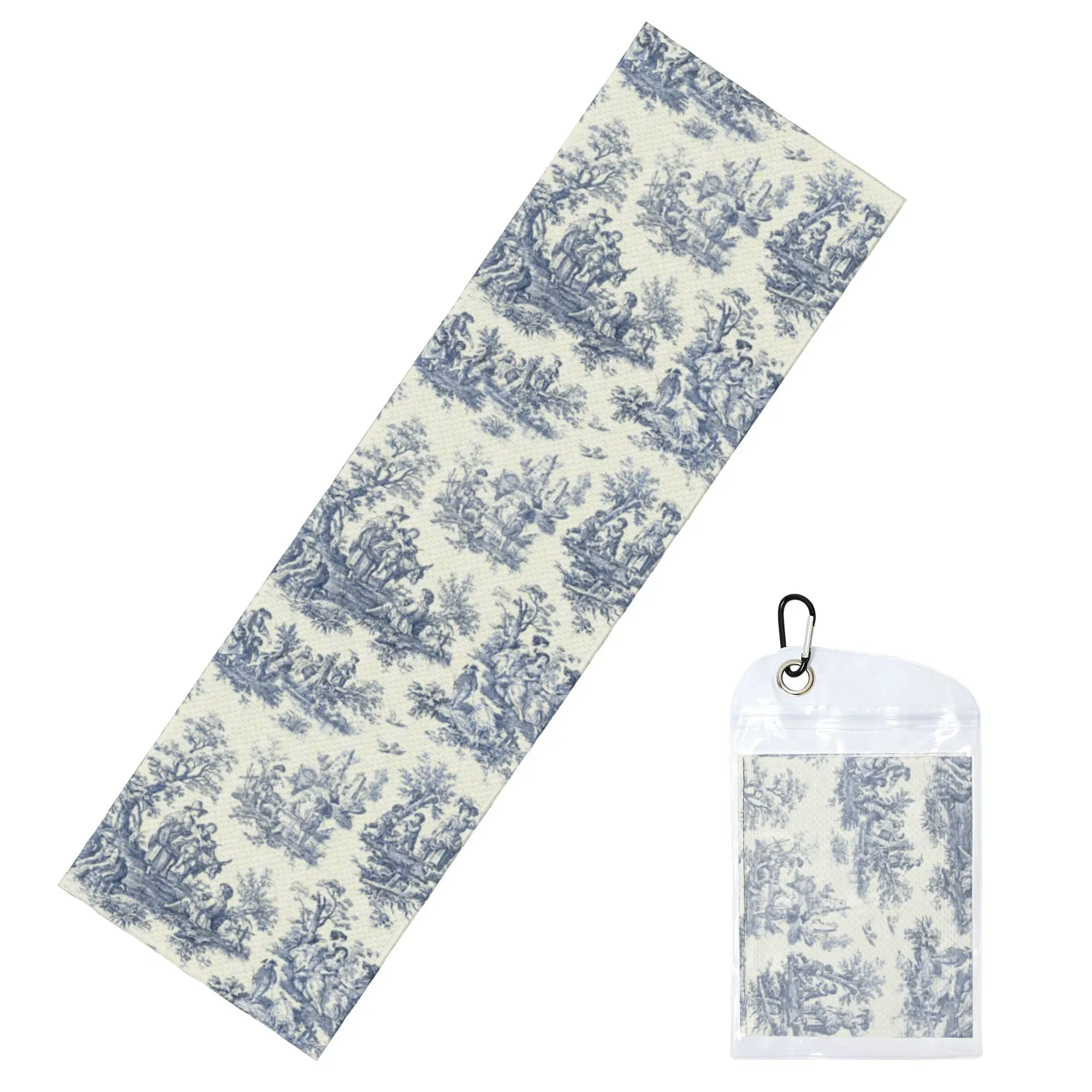 Powder Blue French Toile Picnic Designs Cold Exercise Towel Yoga And Fitness Running Outdoor Activities Travelling Towels