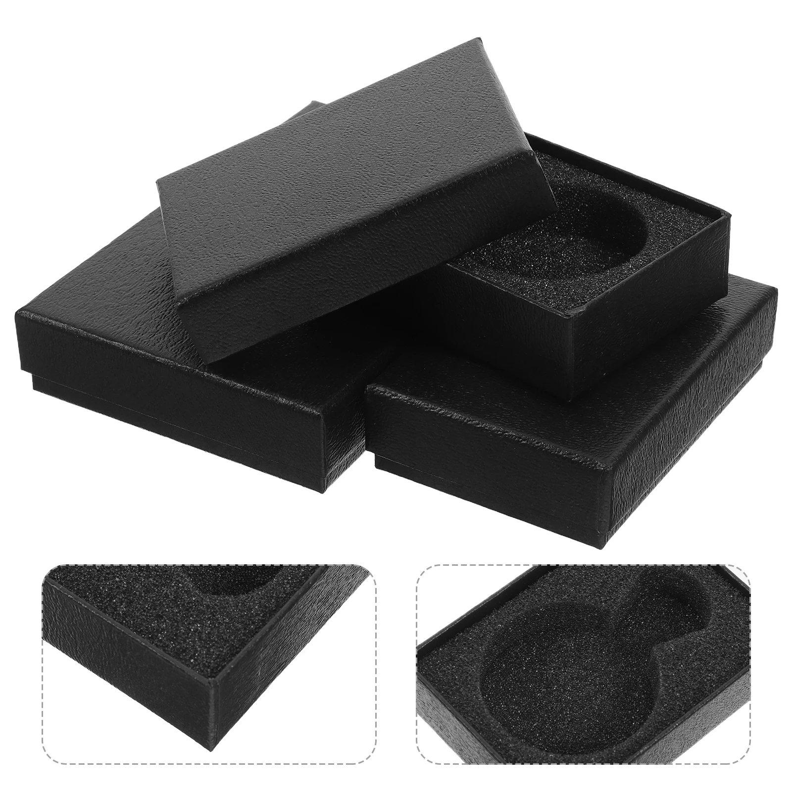 

4pcs Pocket Watch Box Black Cushion Case for Men Watches Jewels Accessories 47mm Pocket Watch Box Soft Durable