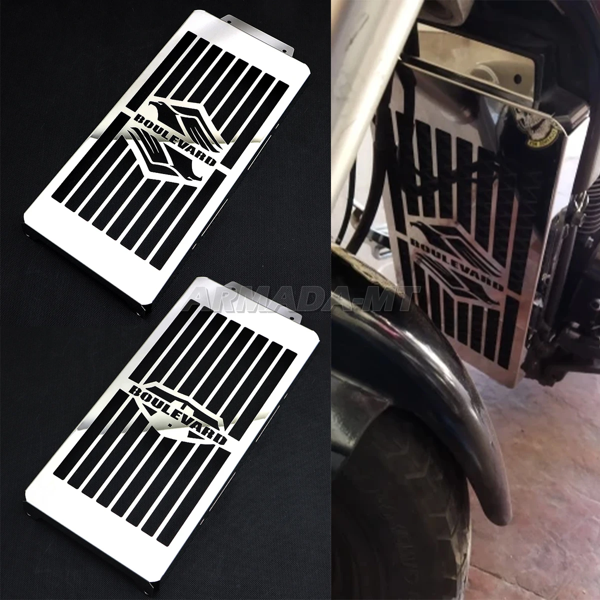 For Suzuki Boulevard C50 M50 2005-2016 Intruder VL800 2001-2004 Motorcycle Skull Flame Radiator Grille Cover Guard Protection