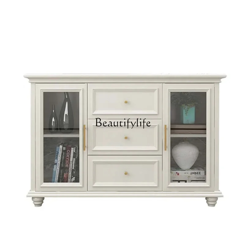 

American side cabinet all solid wood white wine cabinet European simple