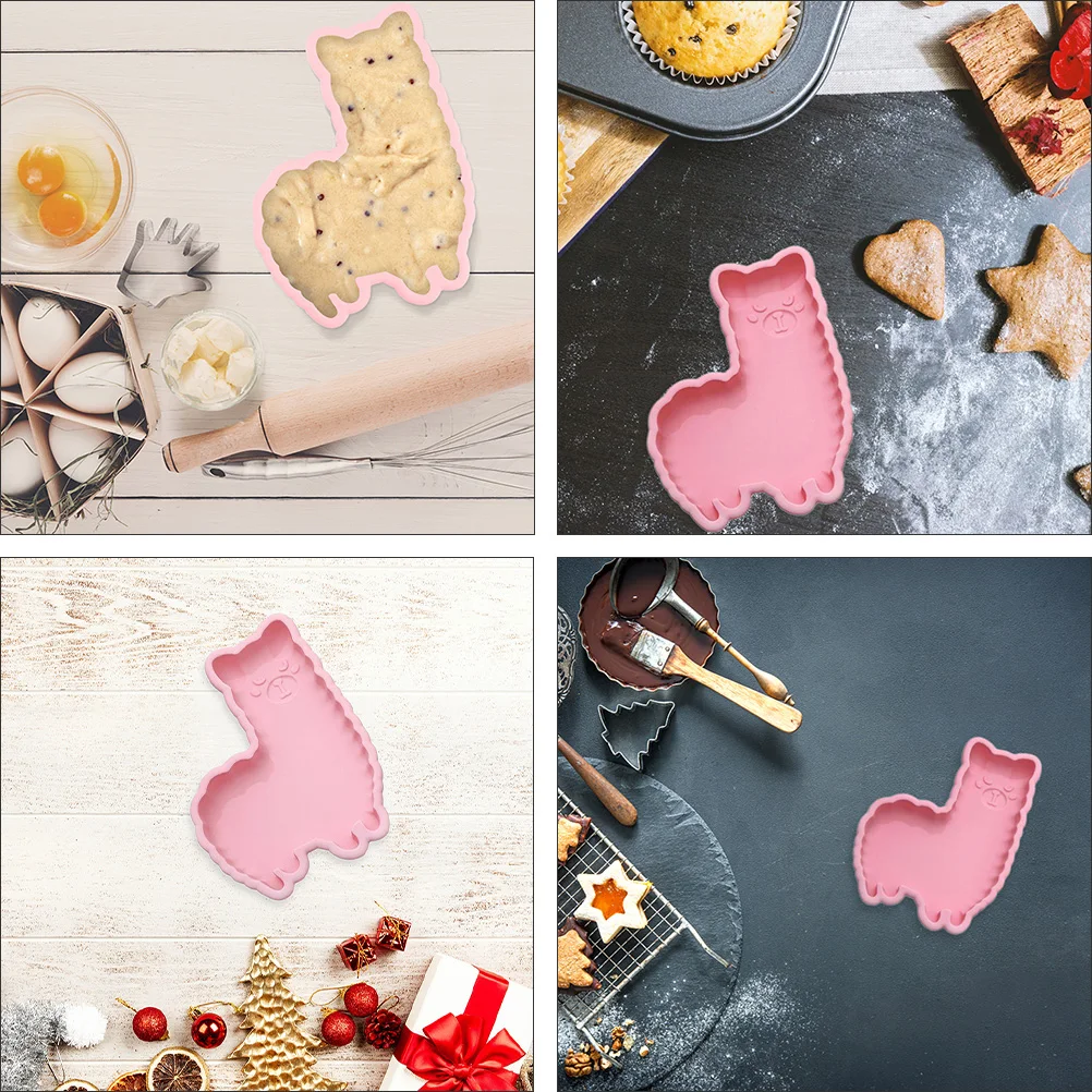 

2 шт. розовые силиконовые формы для торта, дизайн альпаки, 6 дюймов, мультяшная форма для выпечки, кухонный инструмент, термостойкая духовка, безопасная сделай сам