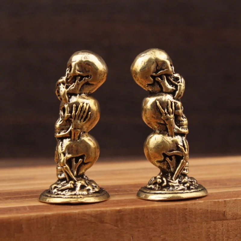 1 Piece of Three-Piece Skull Don’t Hear, Don’t Hear, Don’t Look Halloween Decoration desktop Brass Ornaments