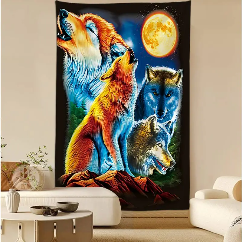 Animal Wolf  Tapestry Wall Hanging Bohemian Abstract Psychedelic Witchcraft Dormitory Living Room Home Decor