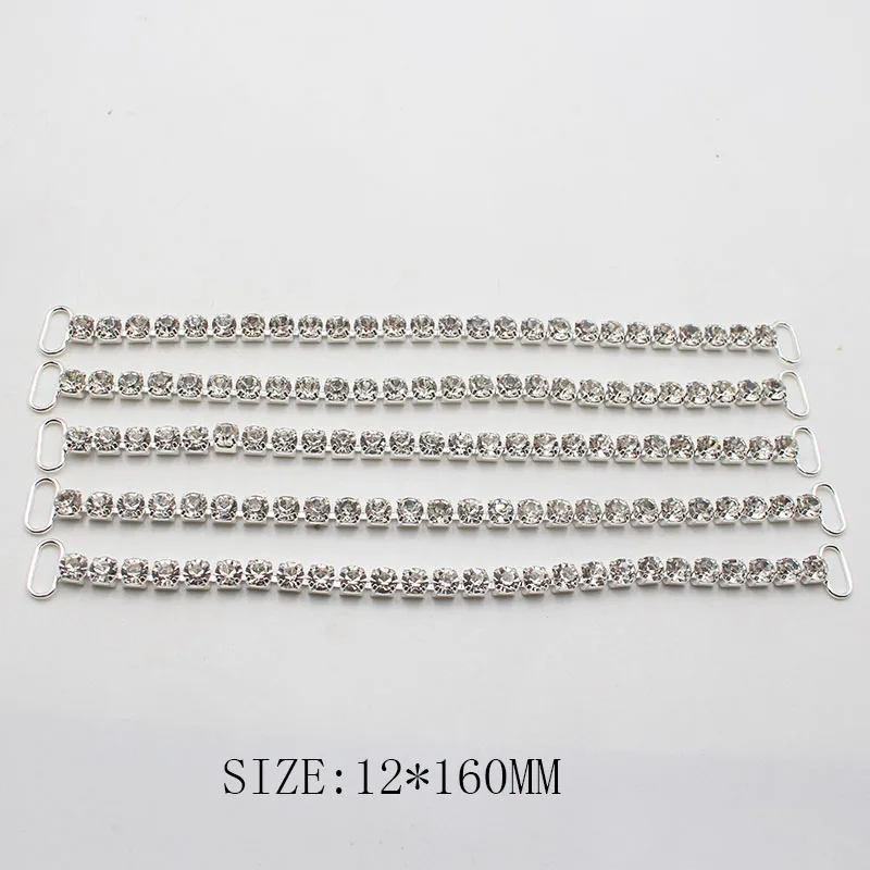 10Pcs 12*160MMmSingle Row S20 Rhinestone Decoration Chain/Bikini Connector Buckles For Shoulder Strap Clothing Dress Accessorie