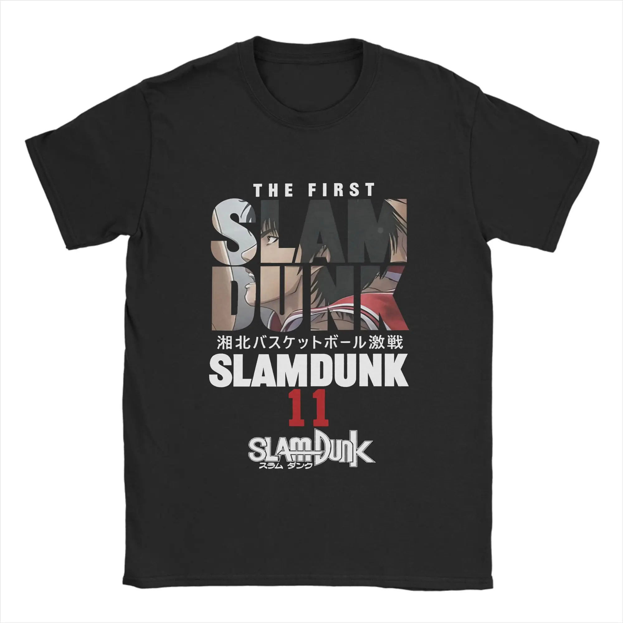 Funny Anime Slam Dunk Sakuragi Hanamichi Kaede Rukawa T-Shirt Men Crewneck Pure Cotton T Shirt Japanese Manga Tees Party Clothes