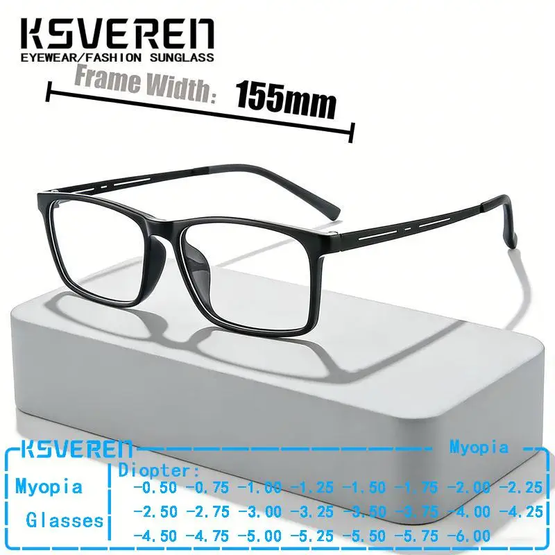 Ultra Lightweight 155mm Large‑Size TR90 Myopia Glasses for Men Fashionable Driving Prescription Eyewear ‑0.5 To ‑6.0